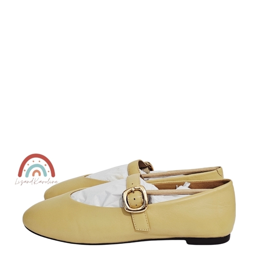 New! Madewell The Remy Mary Jane Leather Ballet Flats in Yellow Clay - Picture 4 of 14